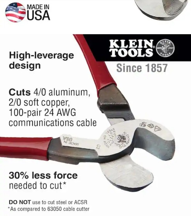 Klein Tools High Leverage Cable Cutter - Red