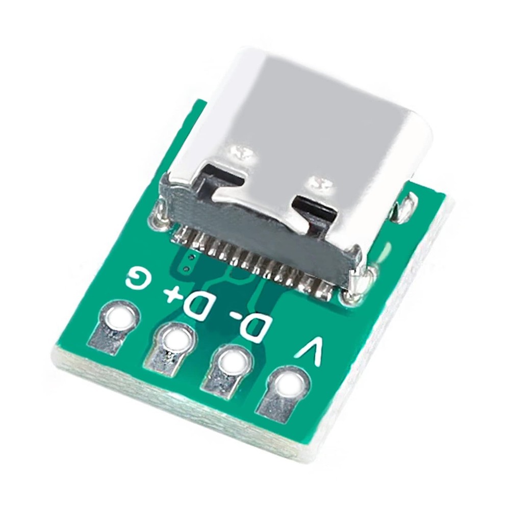 Teansic 10 Pcs USB Type C Connector Board DIY Type-c Connector, Green,Silver