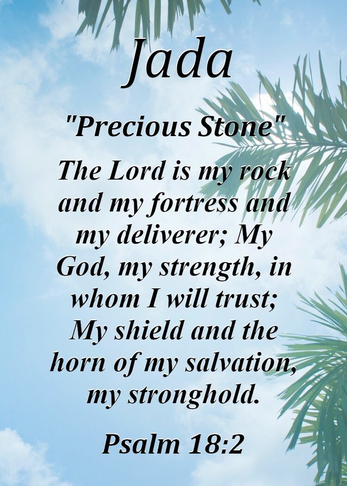 Jada  "Precious Stone" Keepsake Name Meaning Card with Bible Verse