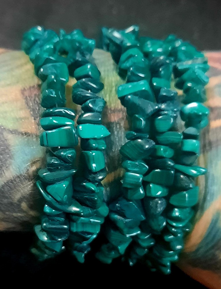 Malachite Memory Wire Wrap Bracelet