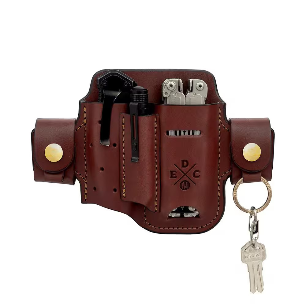 7.5 In. Standard Medium Chestnut Full-Grain Leather Tool Organizer