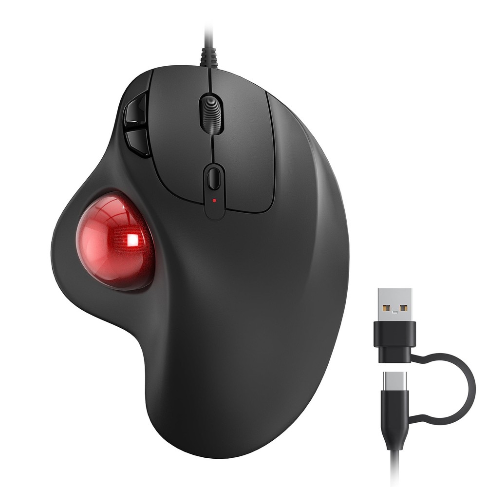 M509 Trackball Mouse Wired, Ergonomic Design, Easy Thumb Control, Precise & S...