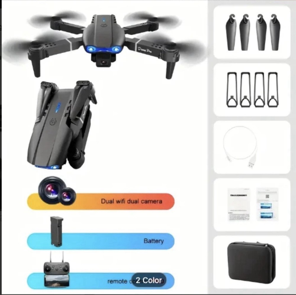 K3&E99 Pro Foldable, Dual Cameras Obstacle Avoidance Remote Control- FREE SHIP