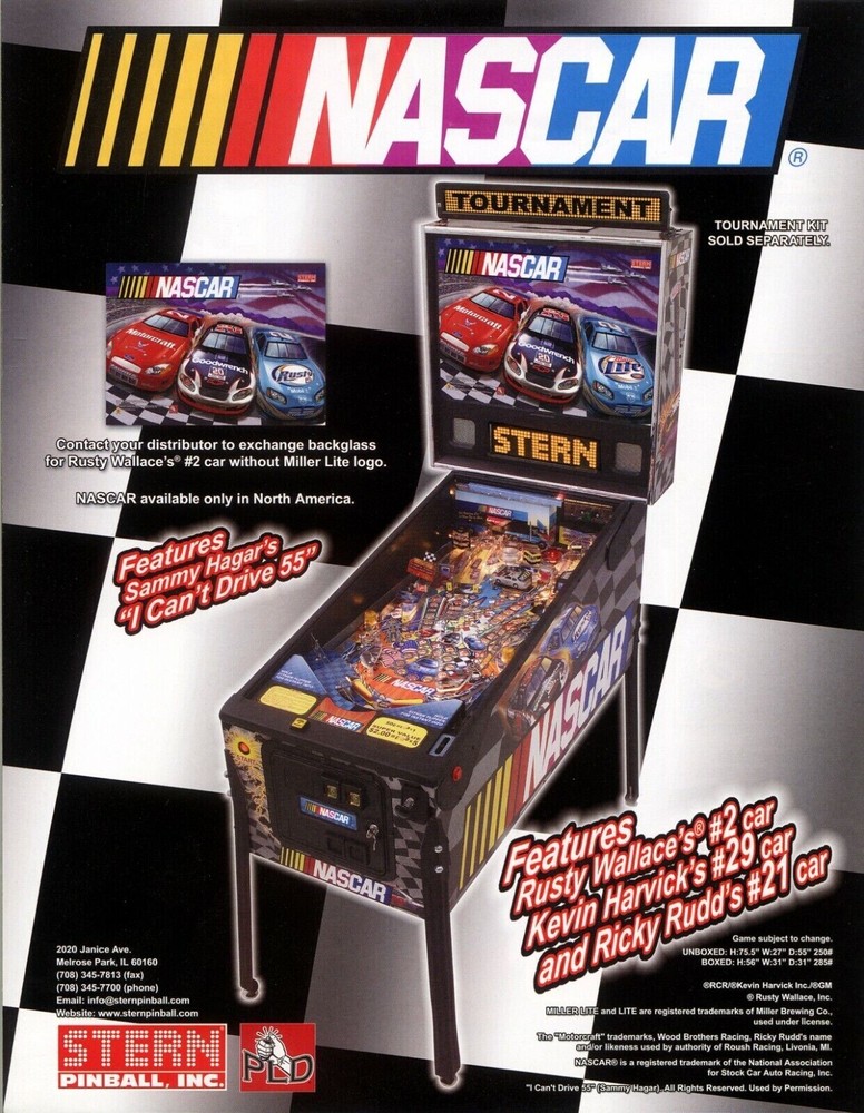 2005 STERN NASCAR PINBALL FLYER