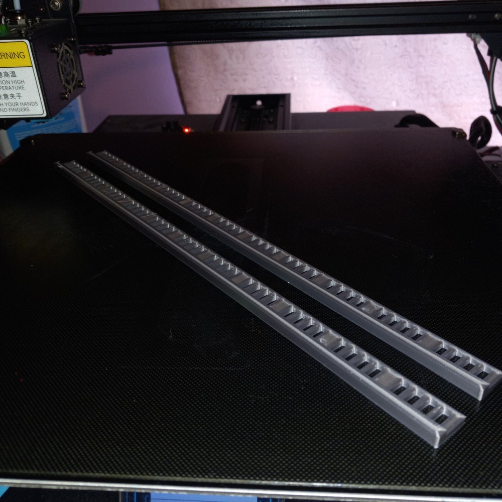 19" N scale Bridge or Road Railing pair 3D Printed