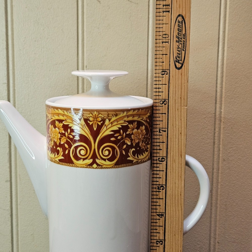 Lynns Fine China VALETTA RED Pattern 9” Coffee Pot w/Lid