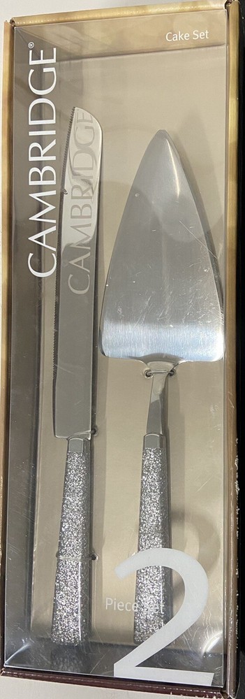 New! CAMBRIDGE 2 PC Christmas Holidays Cake Knife & Server Utensils Set