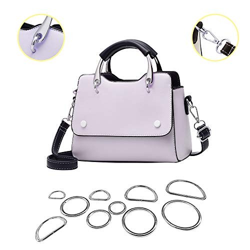 50 Pcs Assorted Sliver O Ring & 20 Pcs Multi-Purpose Metal D Ring for