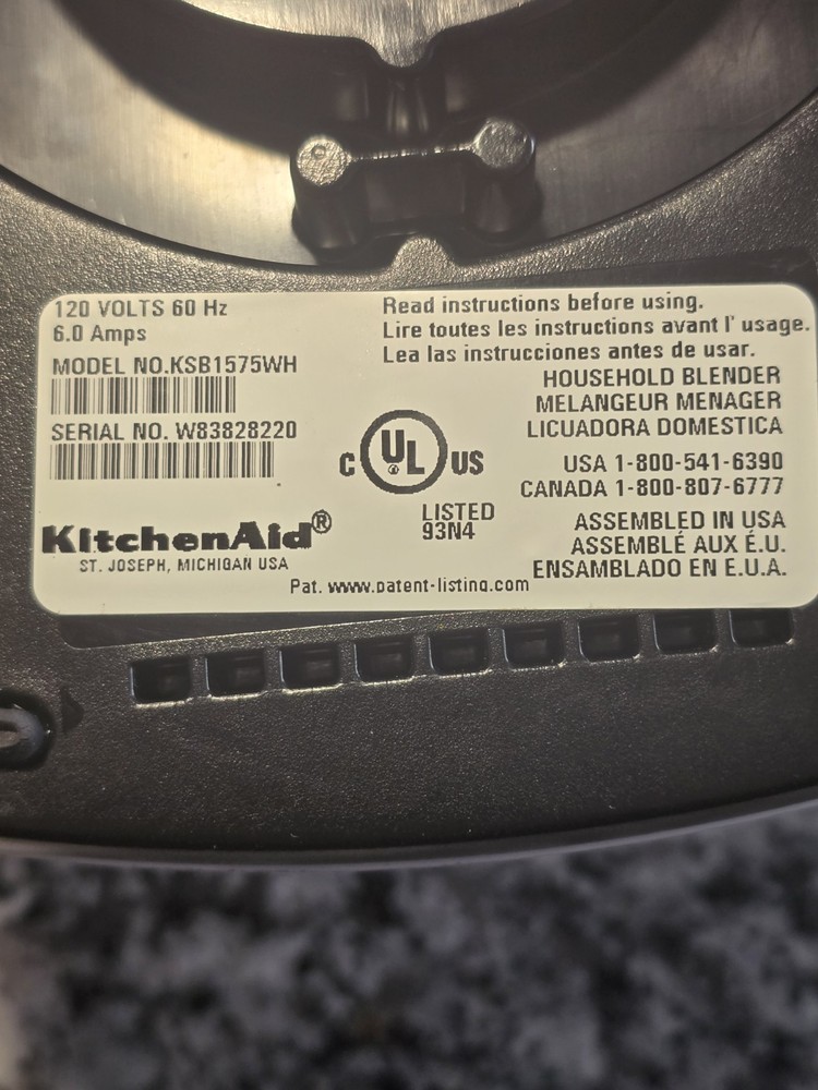 KitchenAid 5-Speed Diamond Blender Base KSB1575WH