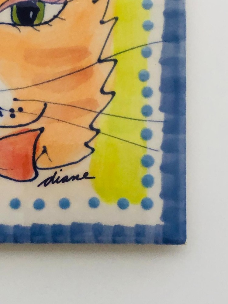 DIANE ARTWARE Wall Tile / Trivet "Cat" 6x6