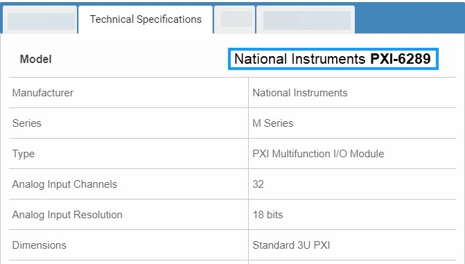National Instruments PXI-6289 Multifunction DAQ Device