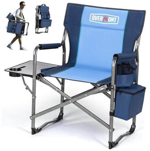 Oversized Lightweight Camping Chair - Comfortable Heavy Duty Foldable 1 Blue