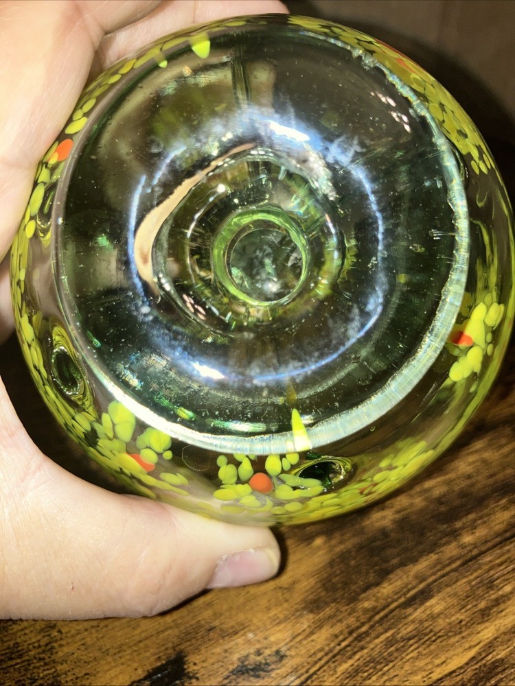 Hand Blown Art Glass Scent Ball, Unknown Maker, 4” Wide