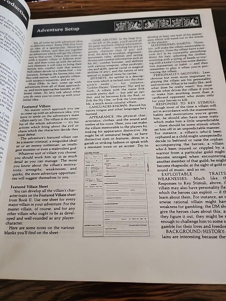 Advanced Dungeons & Dragons Book 1 Adventure Design 1988 TSR