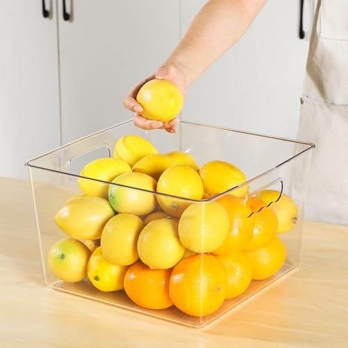 Pack Extra Large Clear Plastic Storage Bins,11x11 Cube Acrylic Organizer 8