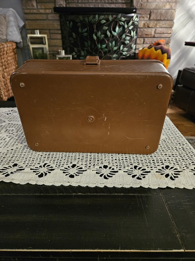 Brown Plastic Spool/Bobbin Sewing Box Organizer Midcentury Modern