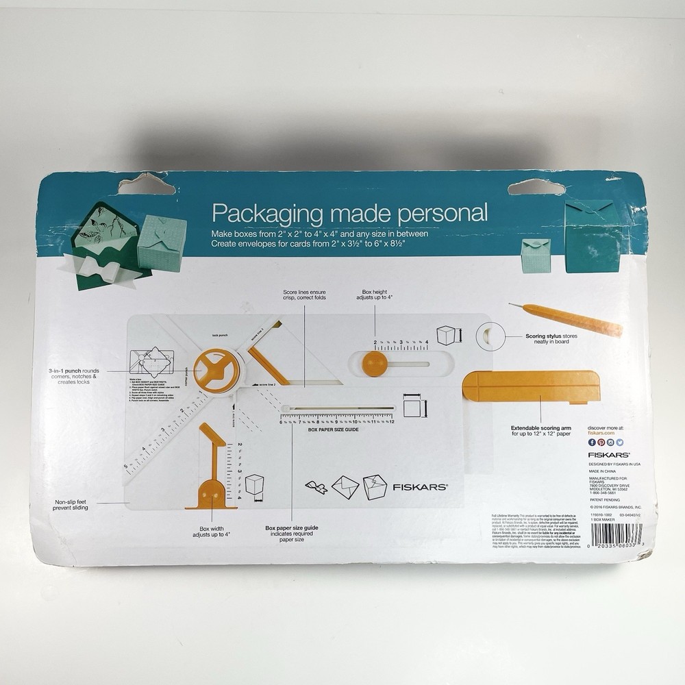 Fiskars Box Envelope Bow Making Tool Box Maker 119310-1002