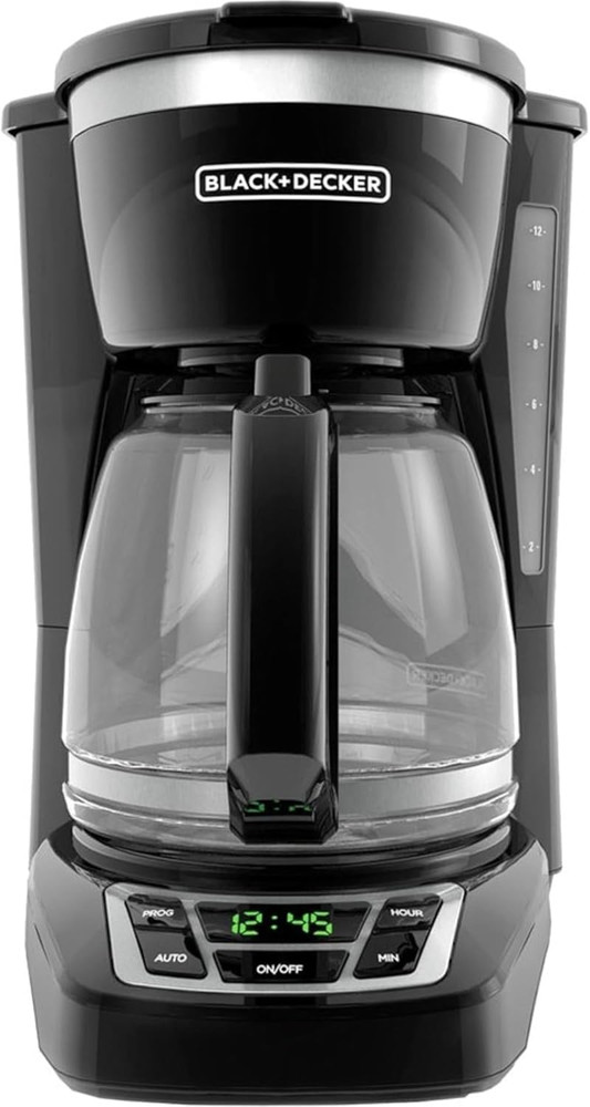 BLACK+DECKER 12-Cup Programmable Coffee Maker with Washable Filter, Black