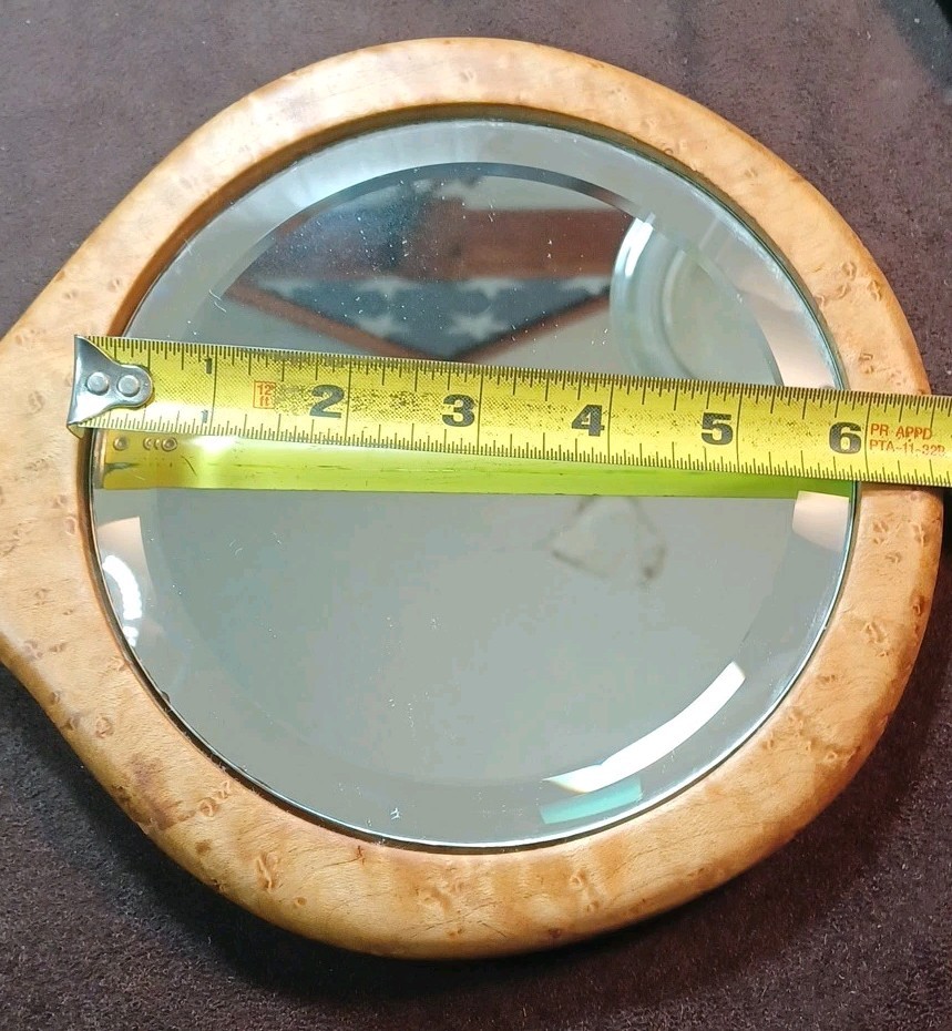 Vintage BirdsEye Maple Hand Held Beveled Mirror