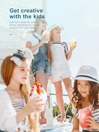 Electric Shaved Ice Machine Portable Ice Crusher Adjustable White Large Hopper