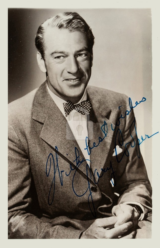Gary Cooper 2 -- Signed Vintage Photo Postcard Copy
