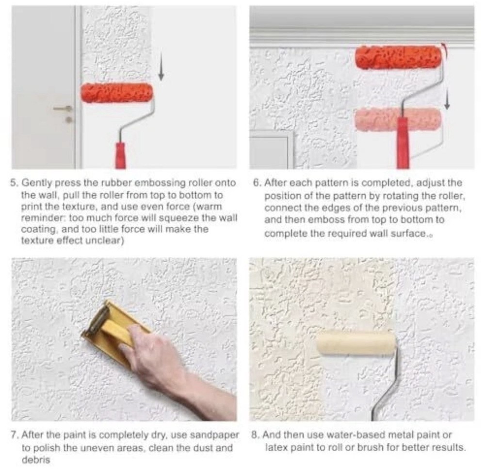 7'' Paint Pattern Roller for Wall Decoration Classic Rubber Texture RollerEG323T