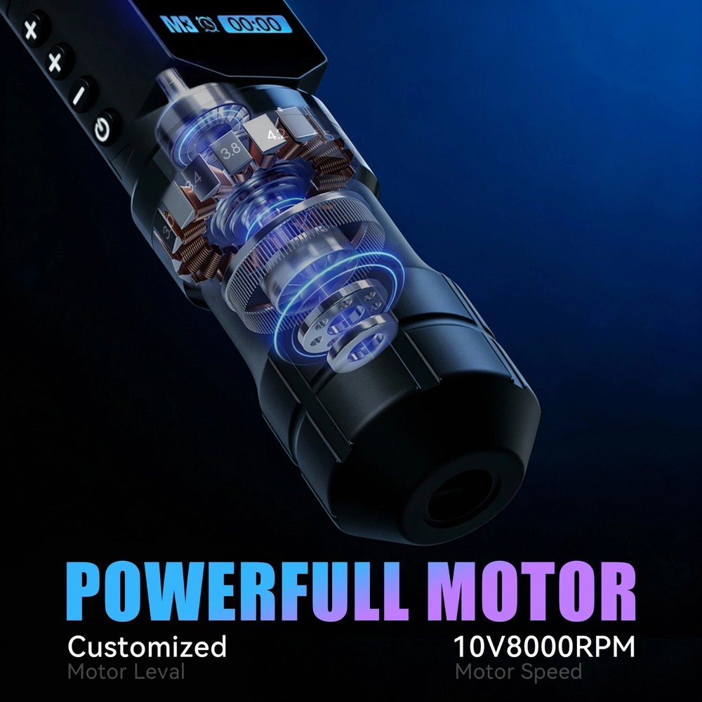 Professional Adjustable Stroke Tattoo Pen Wireless Tattoo Machine Coreless Motor