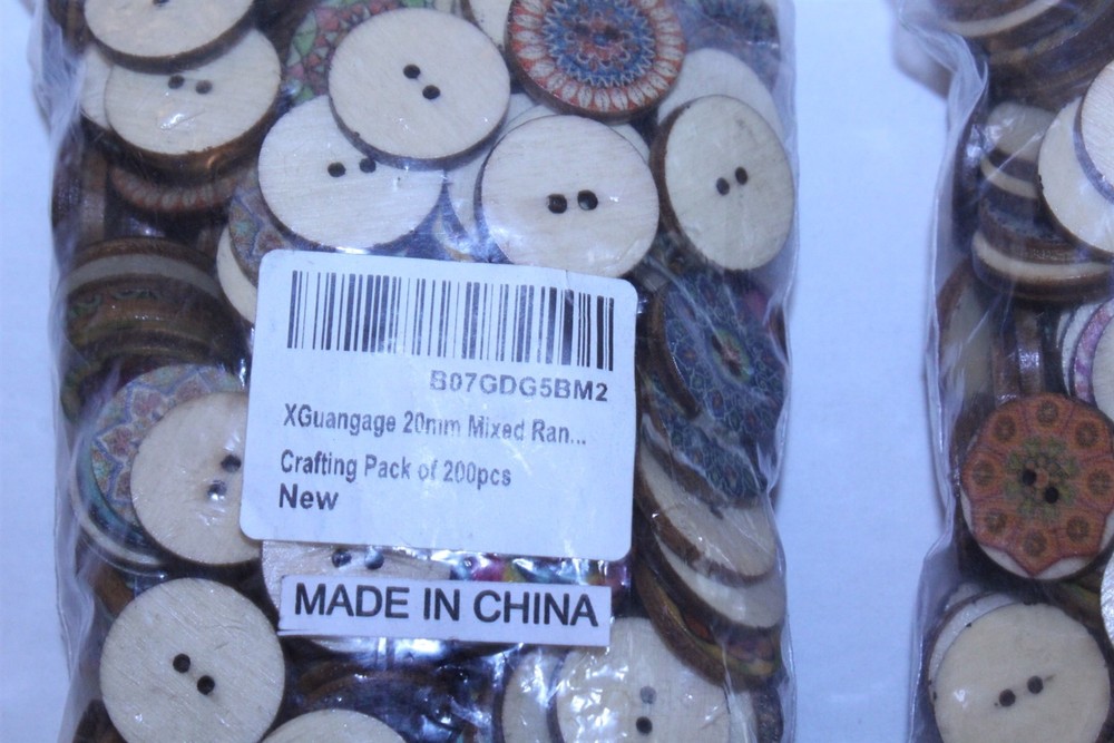 2 Packs Solid Wood Crafting Buttons Mixed Designs 20mm 200 Per Pack - 400 total
