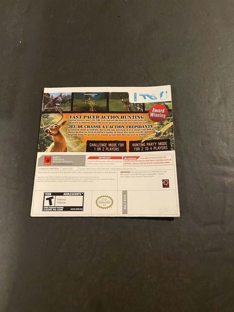 Deer drive wii cardboard sleeve only