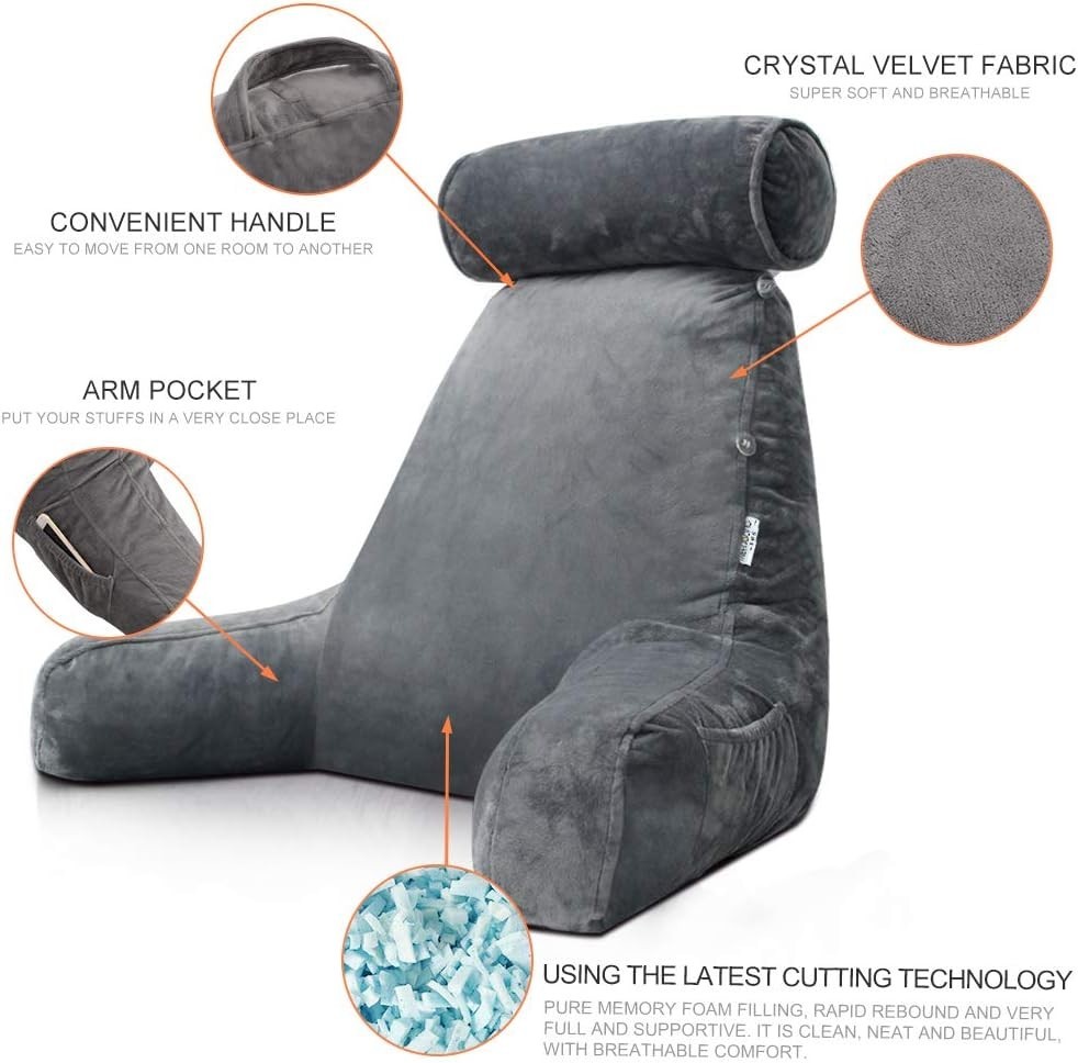 Comfy Back Support Pillow with Side Pocket & Handle