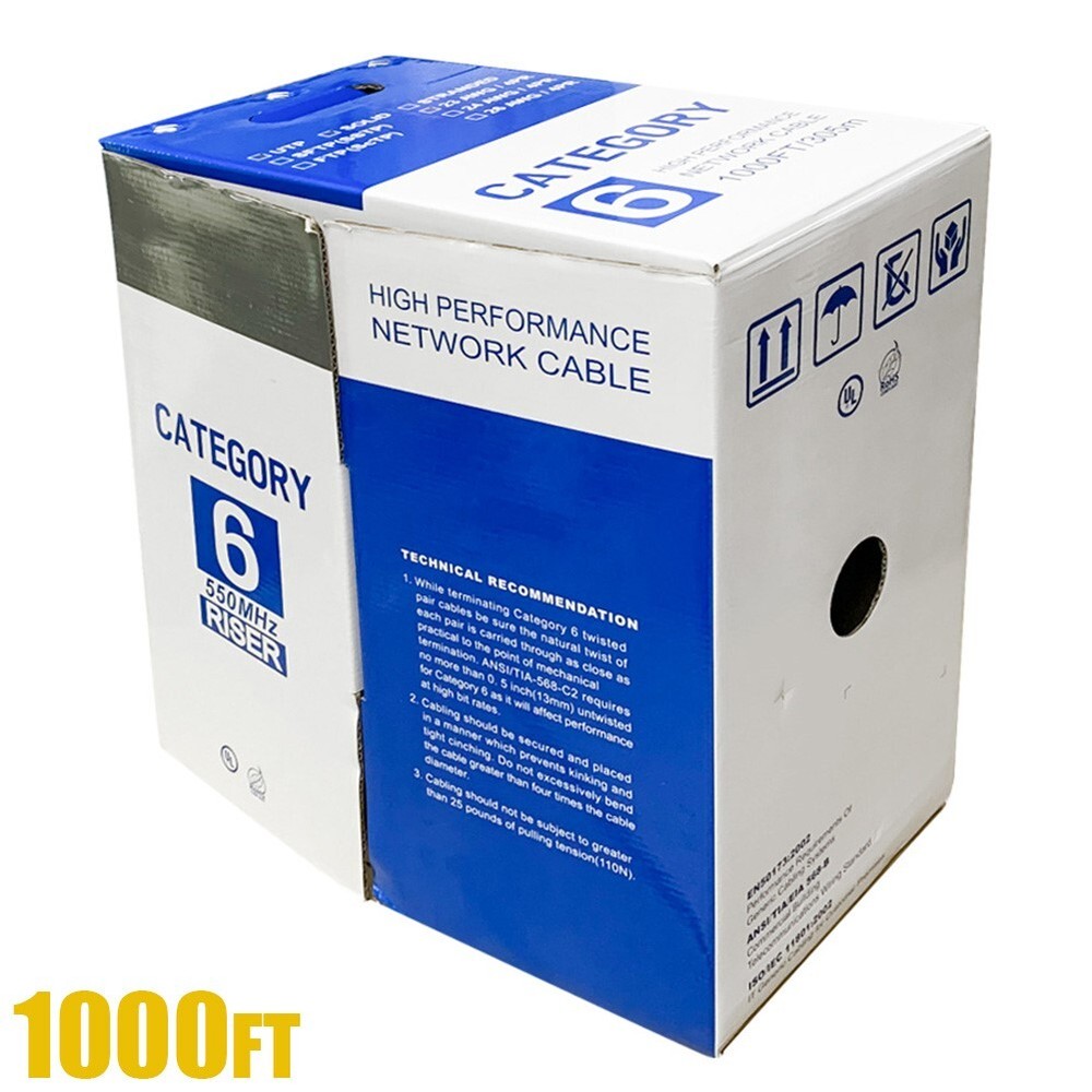 1000FT CAT6 Network LAN Ethernet UTP Bulk Cable Solid Copper Wire 23AWG Yellow