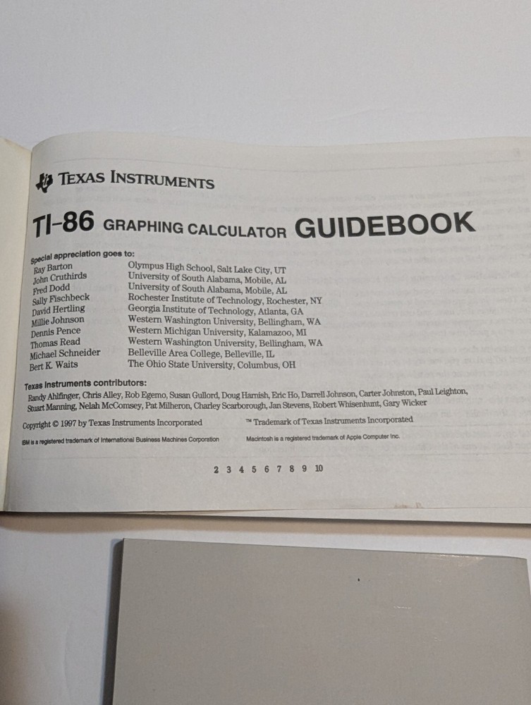 Texas Instruments TI-86 TI-80 Graphing Calculator Guidebooks User Guide
