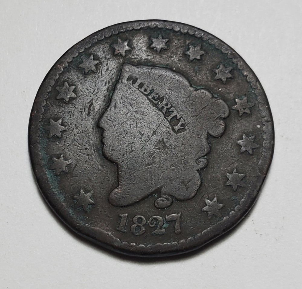 1827 CORONET HEAD LARGE CENT #C9433
