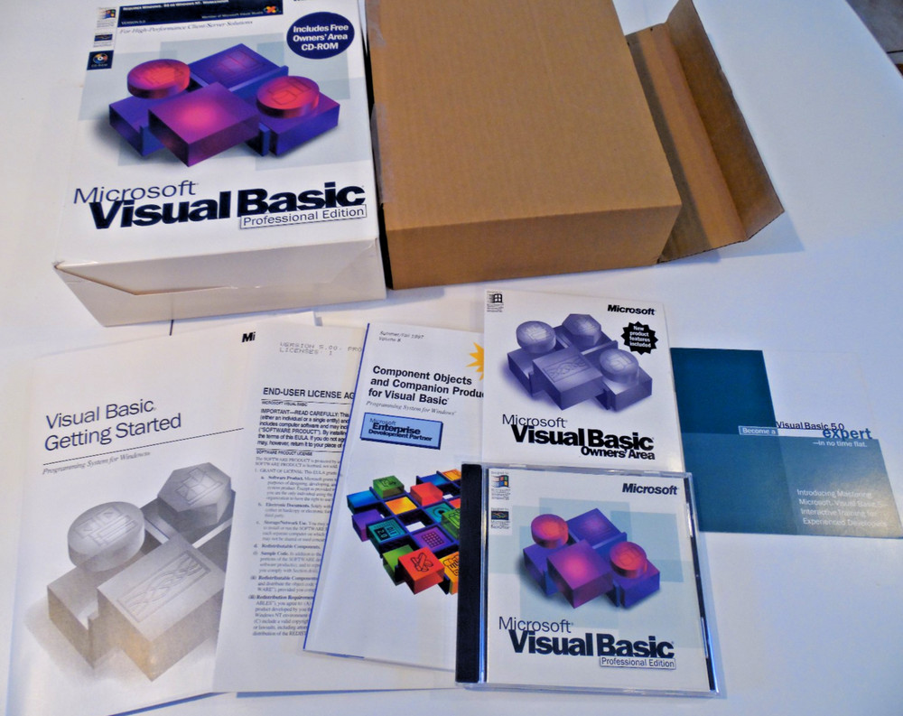 Microsoft Visual Basic 5.0 Professional Edition VB5 Pro CD-ROM in Retail Box