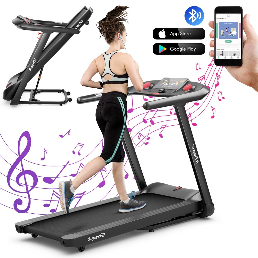 4.75HP Adjustable Treadmill w/ Programs Touch Screen Voice/APP/Remote Control