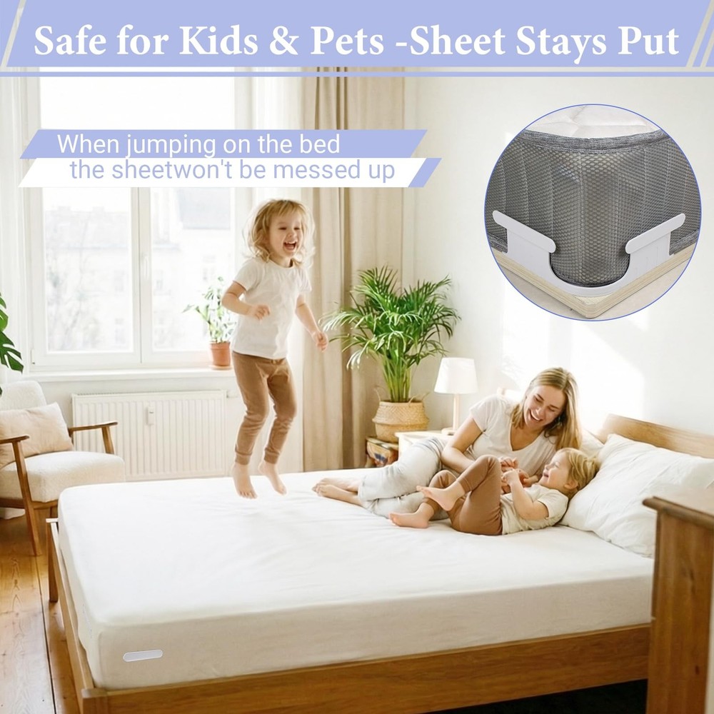 Bed Holder with Lock Strips & Tucker Tool, 5 Pack Adjustable Bed Fasteners Ke...