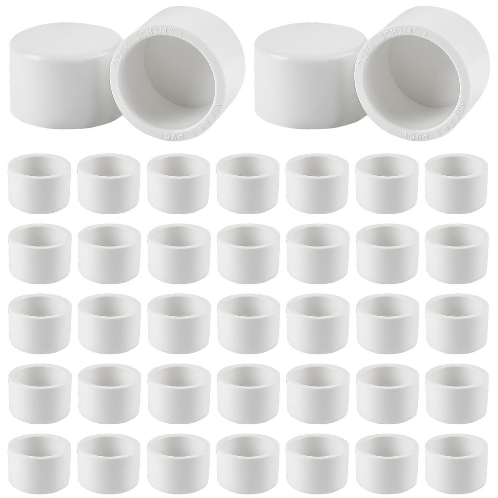 Boocalny 40 Pack 3/4" PVC External End Cap, Pipe Caps Fitting, White