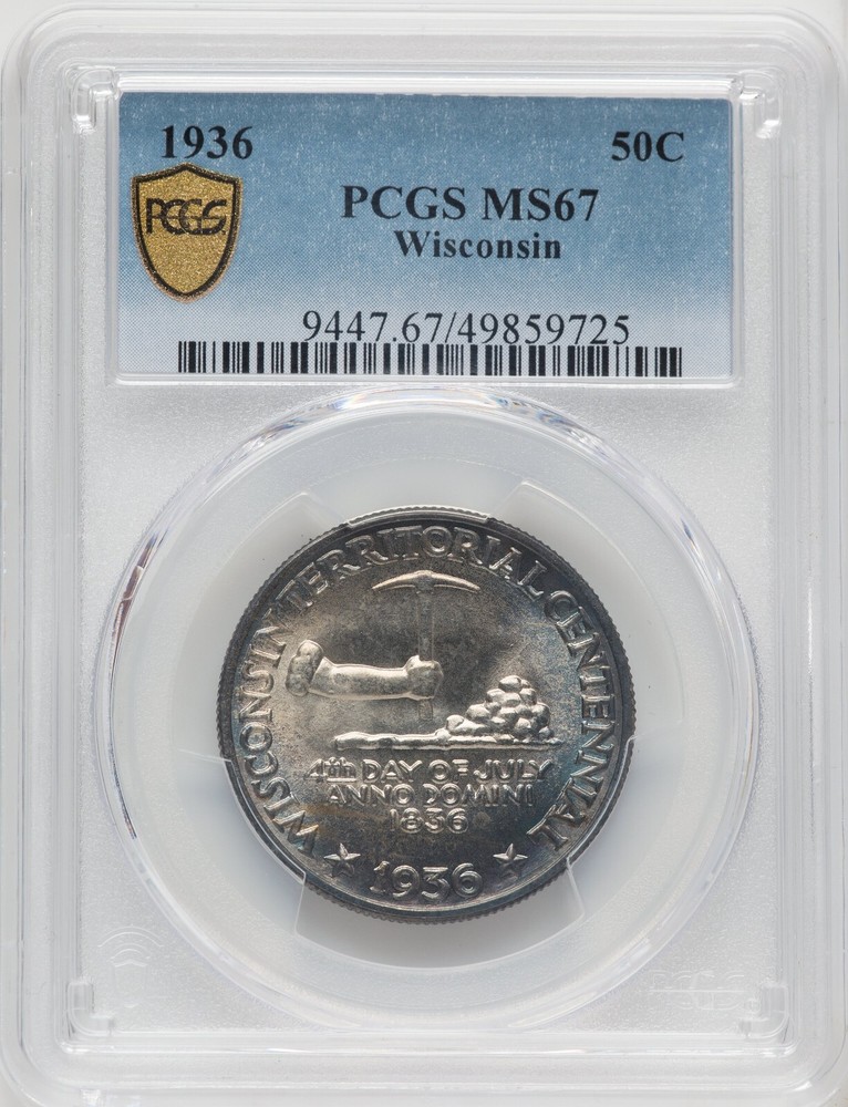 1936 Wisconsin - PCGS MS67 - PERFECT MULTI-COLORED SURFACES - LOOKS SOLID MS68!