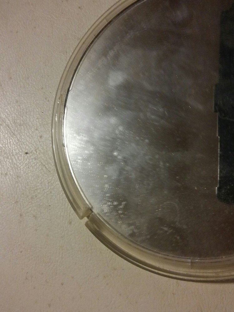 024 Vintage 6.5" Round Deck Vanity Hand Held Mirror Clear Plastic Double Sided