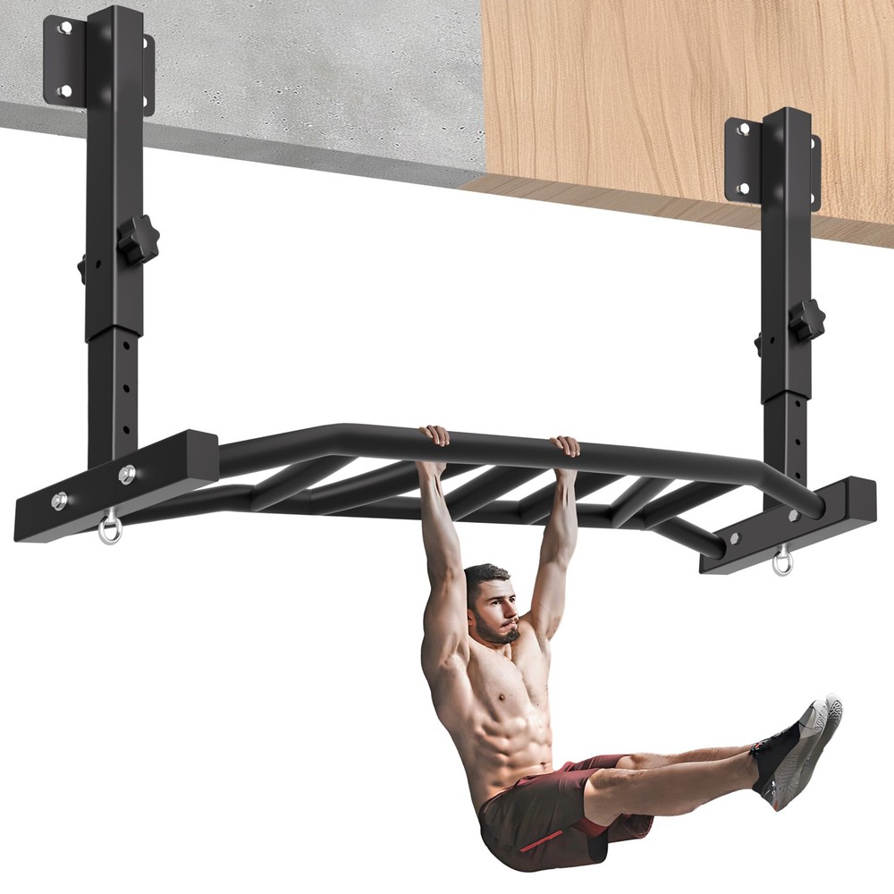 48" Joist Mounted Pull Up Bar, 600LBS Heavy Duty Multi Grip Ceiling Mount Chi...