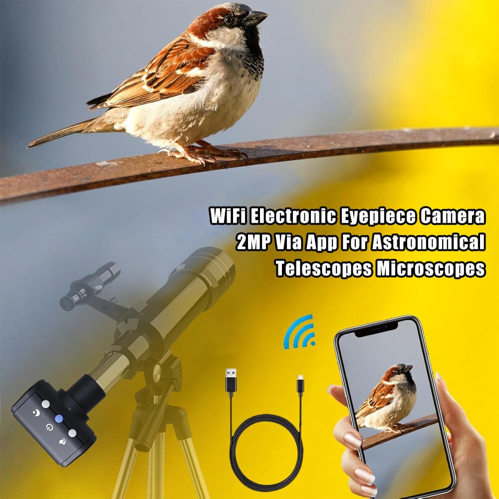 WiFi Electronic Eyepiece Camera 2MP Via App For Telescopes Microscopes