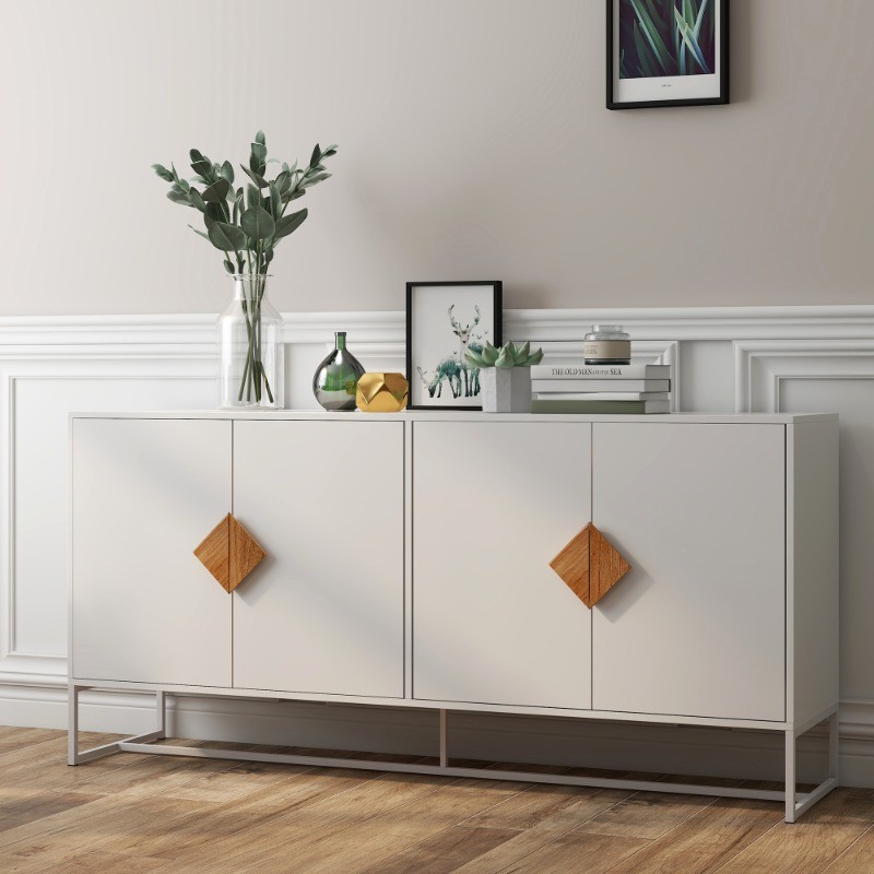 Solid wood special square handle design with 4 doors and double storage sideboar