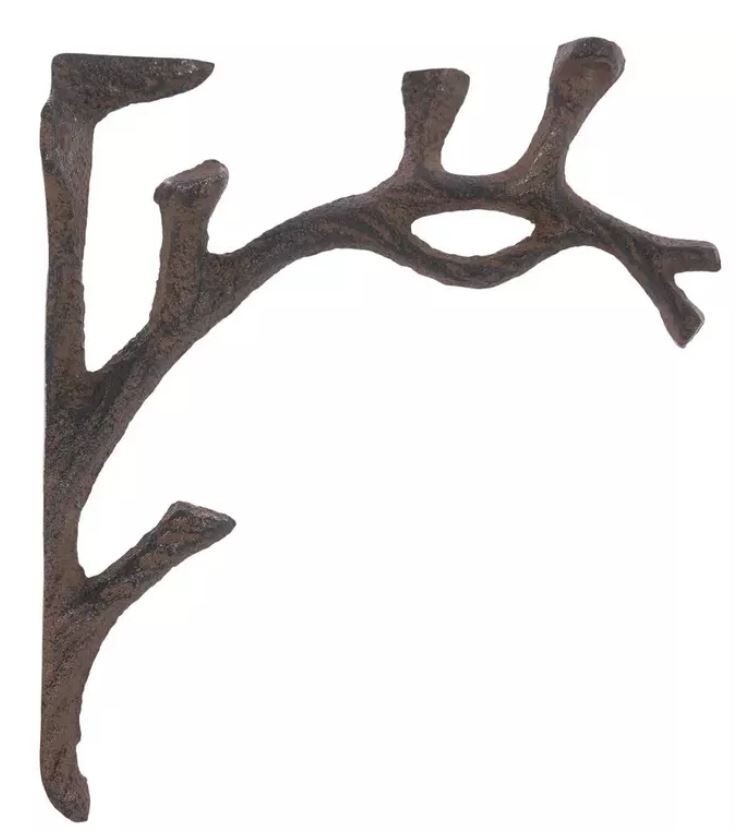 2 Cast Iron Shelf Bracket Wall Mount Hardware Brace Tree Branch Limb Sculpture