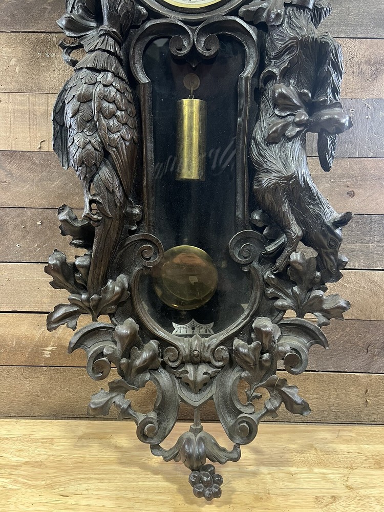 Antique Black Forest Papier-Mâché Hunters Clock