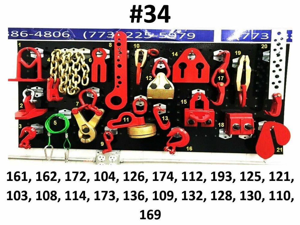 SET#34 AUTO BODY FRAME MACHINE HEAVY DUTY 21 PIECE PULLING TOOLS AND CLAMPS SET