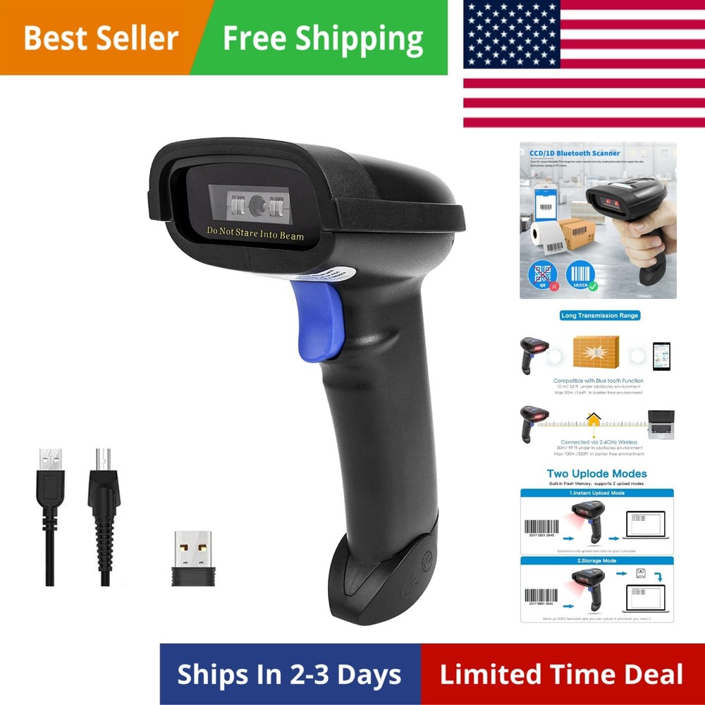 Bluetooth Barcode Scanner, Compatible with 2.4G Wireless & Bluetooth Function...
