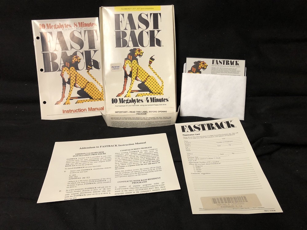 Vintage Fastback with User Manual for IBM-PC/XT/AT 1986