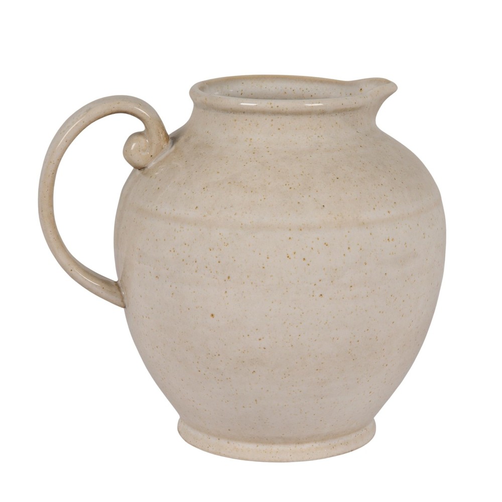 Stoneware Pitcher with Reactive Glaze, Cream