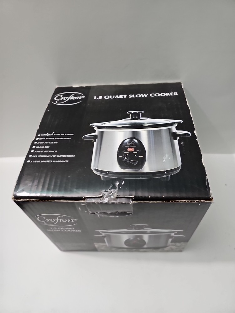 Crofton Slow Cooker 1.5 Qt Stainless Removable Stoneware