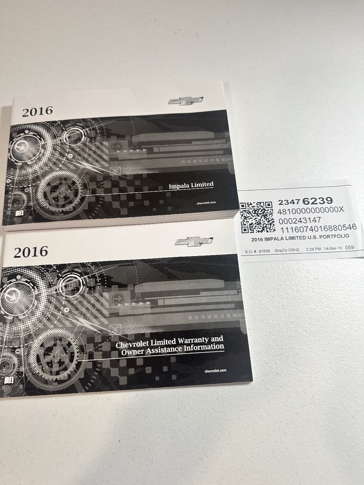 2016 Chevrolet Impala Limited Owner's Manual Set OEM